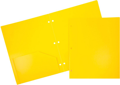 Assorted Fashion 9 x 12 Plastic Heavy Duty 3 Hole Punch Folders - 6 Pack