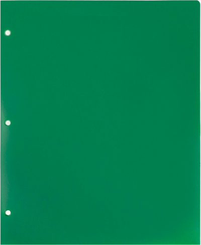 Green 9 x 12 Plastic 3 Hole Punched Heavy Duty Folders