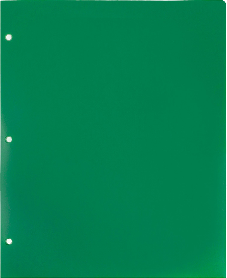Green 9 x 12 Plastic 3 Hole Punched Heavy Duty Folders