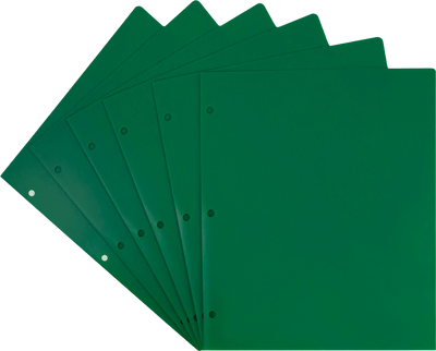 Green 9 x 12 Plastic 3 Hole Punched Heavy Duty Folders
