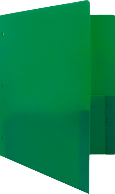 Green 9 x 12 Plastic 3 Hole Punched Heavy Duty Folders