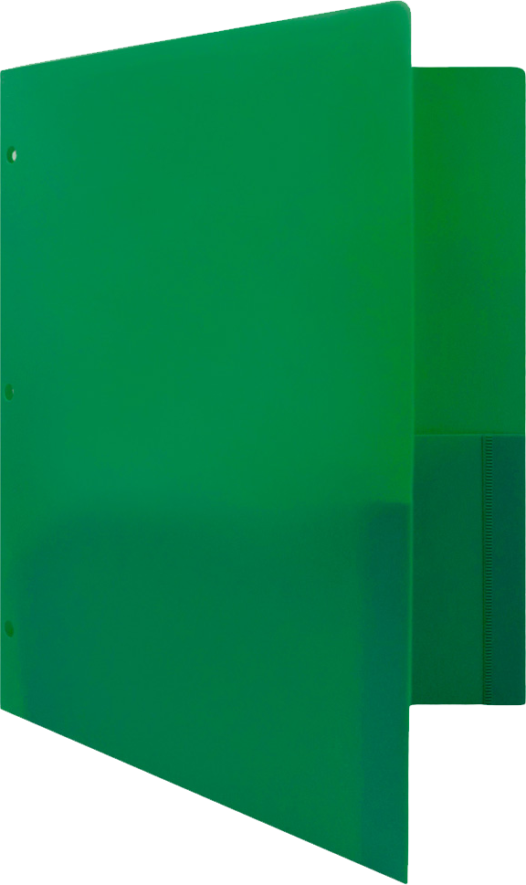 Green 9 x 12 Plastic 3 Hole Punched Heavy Duty Folders