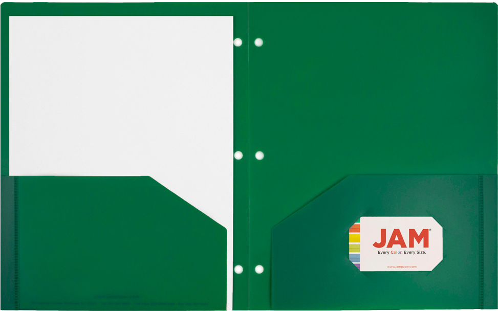 Green 9 x 12 Plastic 3 Hole Punched Heavy Duty Folders