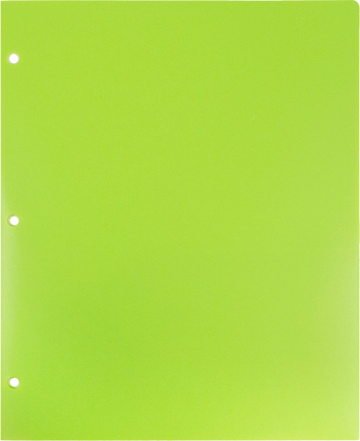 Lime Green 9 x 12 Plastic 3 Hole Punched Duty Folders