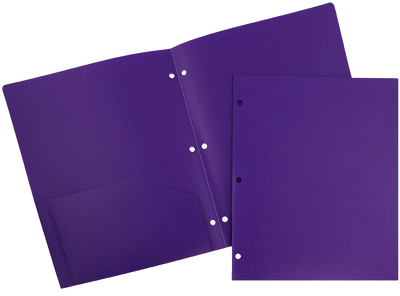 Purple 9 x 12 Plastic 3 Hole Punched Heavy Duty Folders