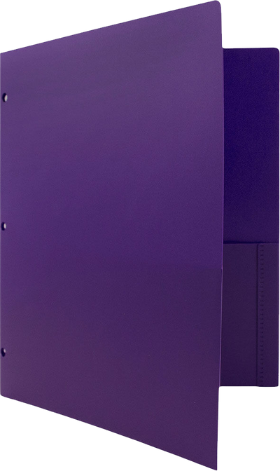 Purple 9 x 12 Plastic 3 Hole Punched Heavy Duty Folders