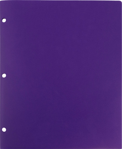 Purple 9 x 12 Plastic 3 Hole Punched Heavy Duty Folders