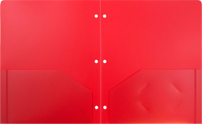 Red 9 x 12 Plastic 3 Hole Punched Heavy Duty Folders