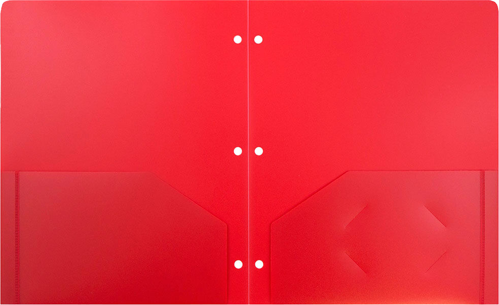 Red 9 x 12 Plastic 3 Hole Punched Heavy Duty Folders