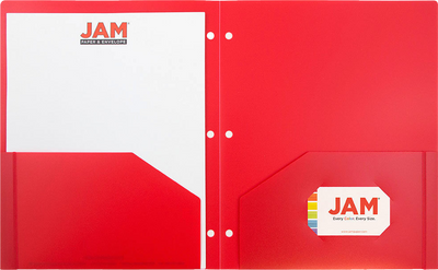 Red 9 x 12 Plastic 3 Hole Punched Heavy Duty Folders