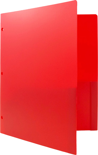 Red 9 x 12 Plastic 3 Hole Punched Heavy Duty Folders