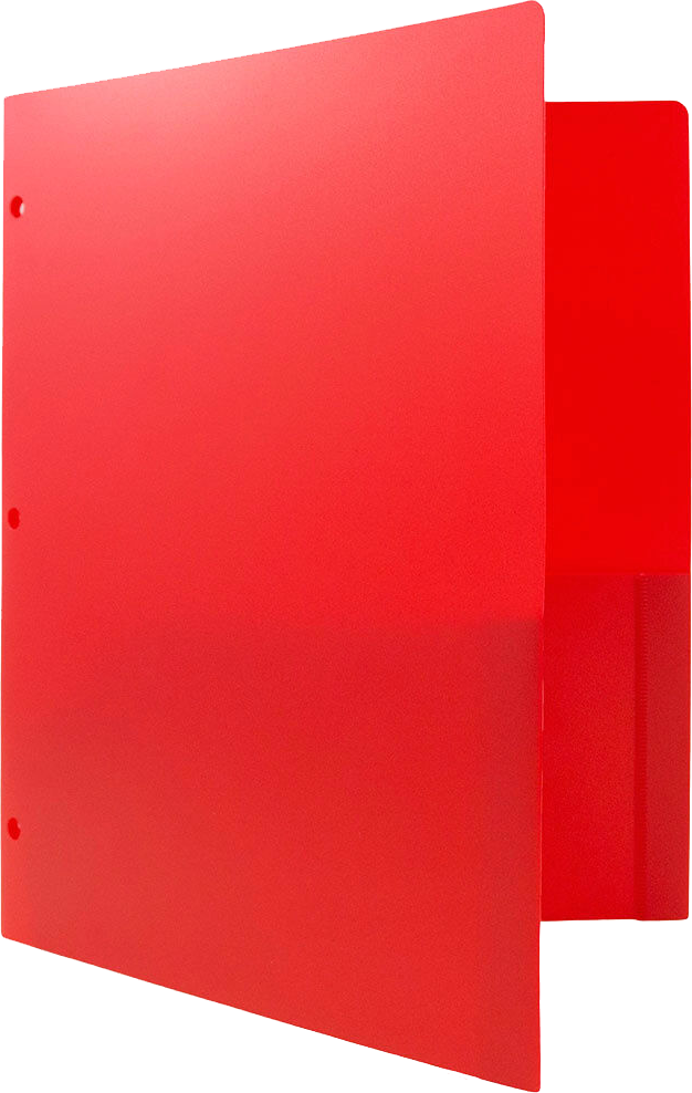 Red 9 x 12 Plastic 3 Hole Punched Heavy Duty Folders
