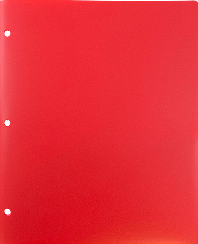 Red 9 x 12 Plastic 3 Hole Punched Heavy Duty Folders