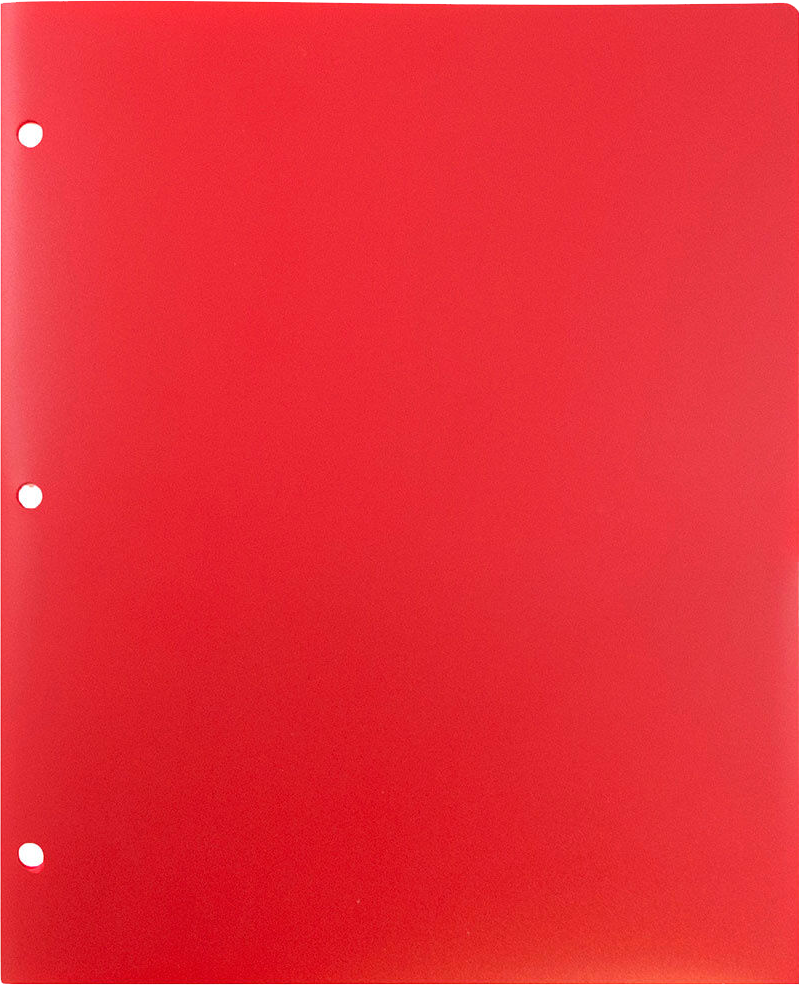 Red 9 x 12 Plastic 3 Hole Punched Heavy Duty Folders