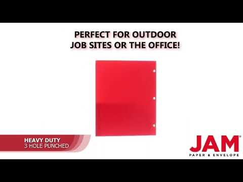 Red 9 x 12 Plastic 3 Hole Punched Heavy Duty Folders