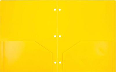 Yellow 9 x 12 Plastic 3 Hole Punched Heavy Duty Folders