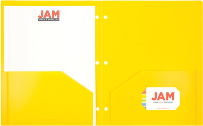 Yellow 9 x 12 Plastic 3 Hole Punched Heavy Duty Folders