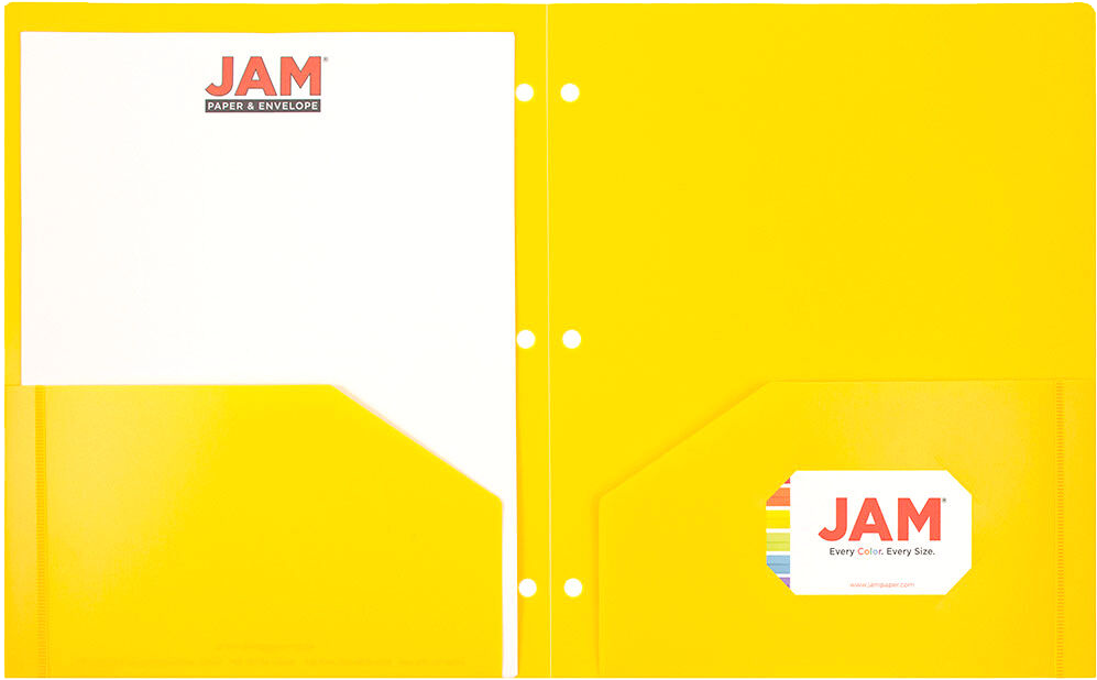 Yellow 9 x 12 Plastic 3 Hole Punched Heavy Duty Folders