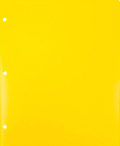 Yellow 9 x 12 Plastic 3 Hole Punched Heavy Duty Folders