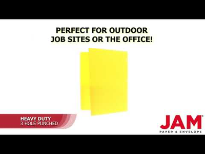 Yellow 9 x 12 Plastic 3 Hole Punched Heavy Duty Folders