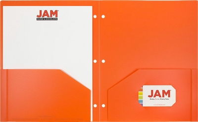 Orange 9 x 12 Plastic 3 Hole Punched Duty Folders