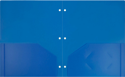 Blue 9 x 12 Plastic 3 Hole Punched Heavy Duty Folders