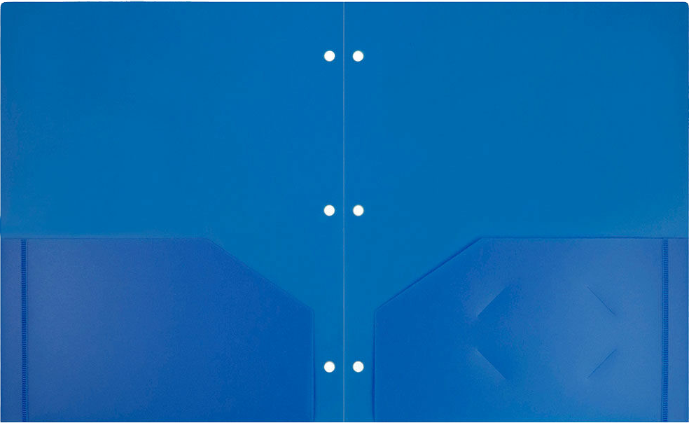 Blue 9 x 12 Plastic 3 Hole Punched Heavy Duty Folders