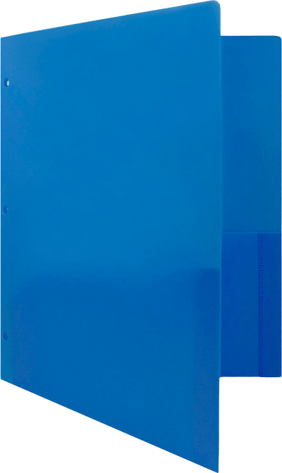 Blue 9 x 12 Plastic 3 Hole Punched Heavy Duty Folders