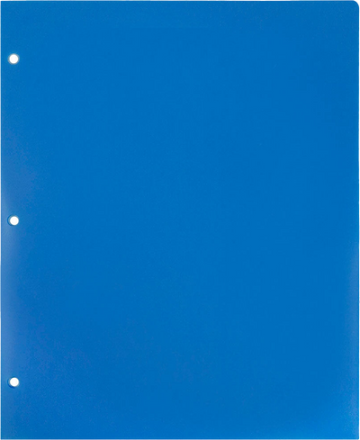 Blue 9 x 12 Plastic 3 Hole Punched Heavy Duty Folders