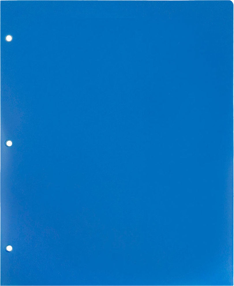 Blue 9 x 12 Plastic 3 Hole Punched Heavy Duty Folders