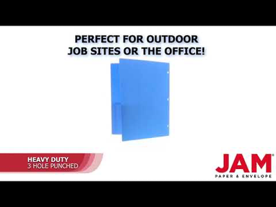 Blue 9 x 12 Plastic 3 Hole Punched Heavy Duty Folders