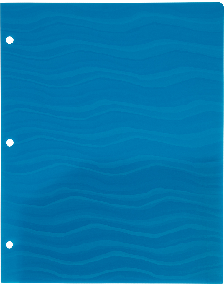 Assorted Wave 9 1/2 x 11 5/8 Plastic Heavy Duty 3 Hole Punch Folders - 6 Pack