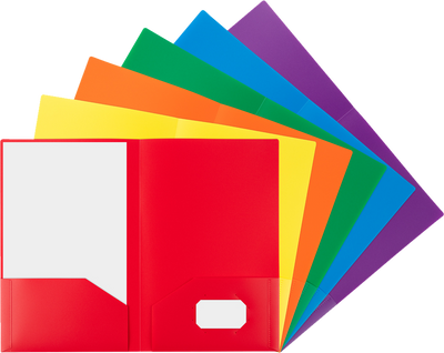 Assorted Primary 9 x 14 1/2 Legal Plastic Heavy Duty Folders - 6 Pack