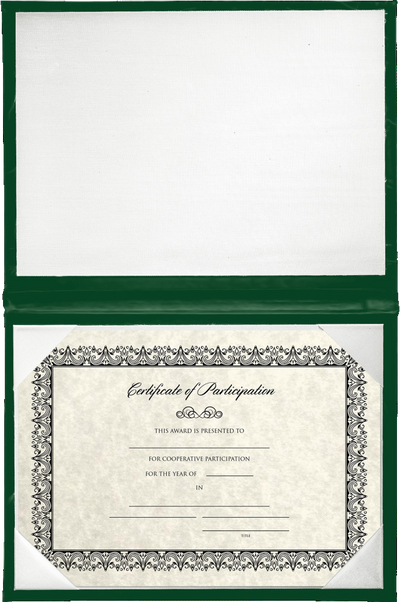 11 1/2 x 14 1/2 Landscape Padded Diploma Covers (Holds 11 x 14 Document) - Green