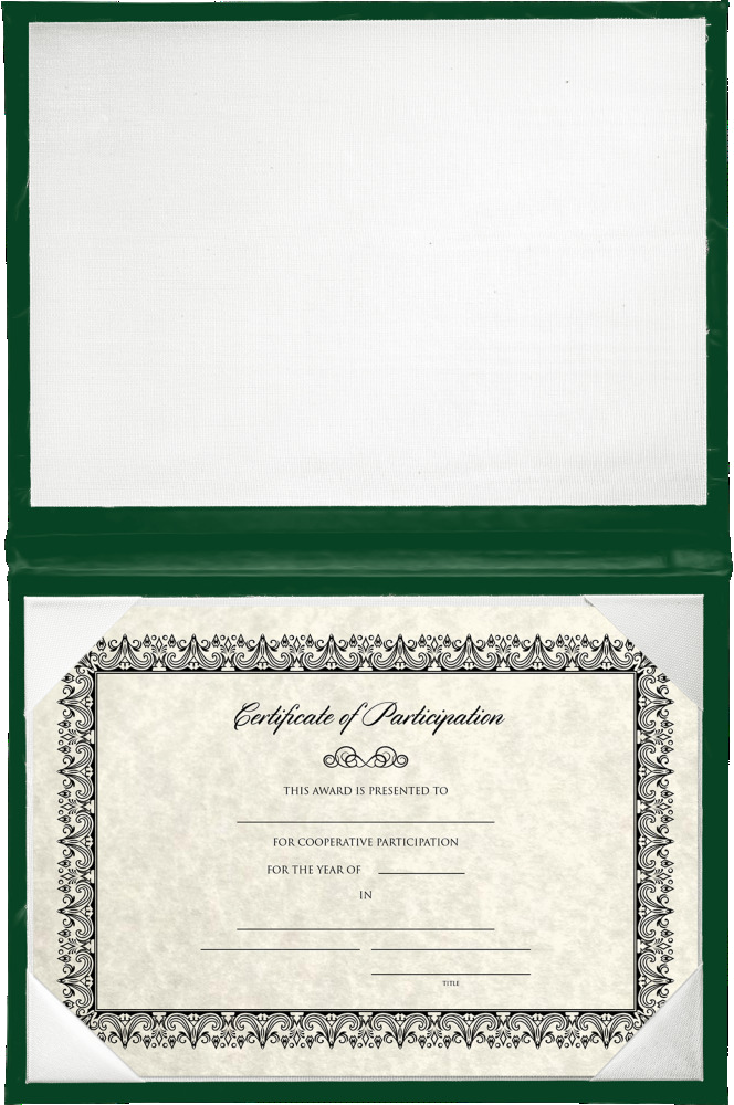 11 1/2 x 14 1/2 Landscape Padded Diploma Covers (Holds 11 x 14 Document) - Green