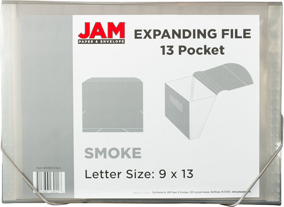Smoke Gray Letter  13 Pocket Expanding Files (9 x 13)