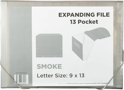 Smoke Gray Letter  13 Pocket Expanding Files (9 x 13)