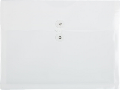 White Letter Booklet Plastic Envelopes (9 3/4 x 13) with Button & String