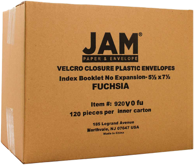 Fuchsia Pink 5 1/2 x 7 1/2 Index Booklet Plastic Envelopes with Hook and Loop Closure