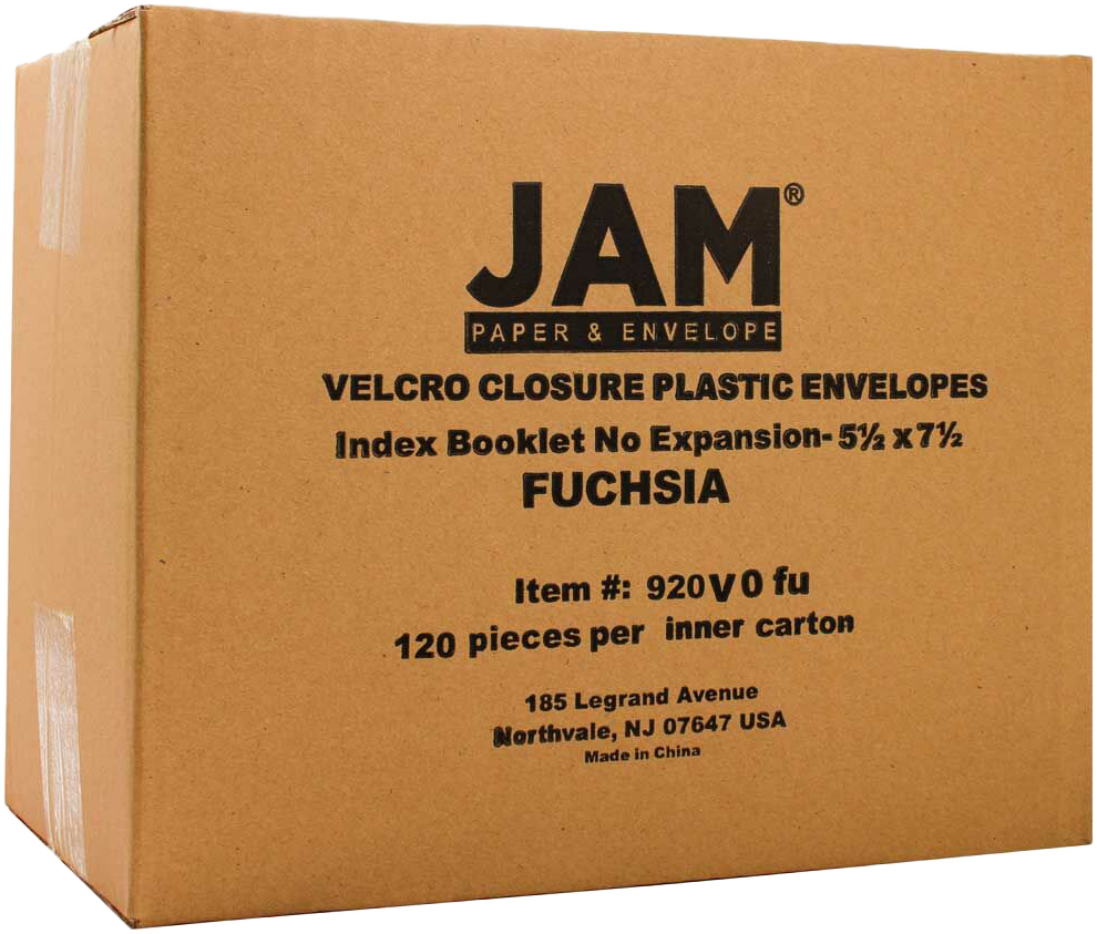 Fuchsia Pink 5 1/2 x 7 1/2 Index Booklet Plastic Envelopes with Hook and Loop Closure