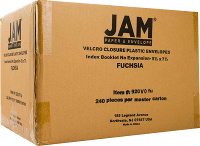 Fuchsia Pink 5 1/2 x 7 1/2 Index Booklet Plastic Envelopes with Hook and Loop Closure