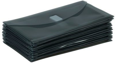 Smoke Gray #10 Business with 1" Expansion Plastic Envelopes (5 1/4 x 10) with Hook and Loop Closure