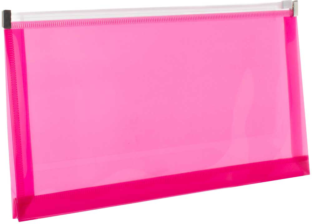 Fuchsia Pink #10 Business Plastic Envelopes with Zip Closure