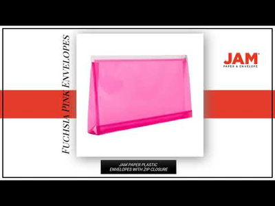 Fuchsia Pink #10 Business Plastic Envelopes with Zip Closure