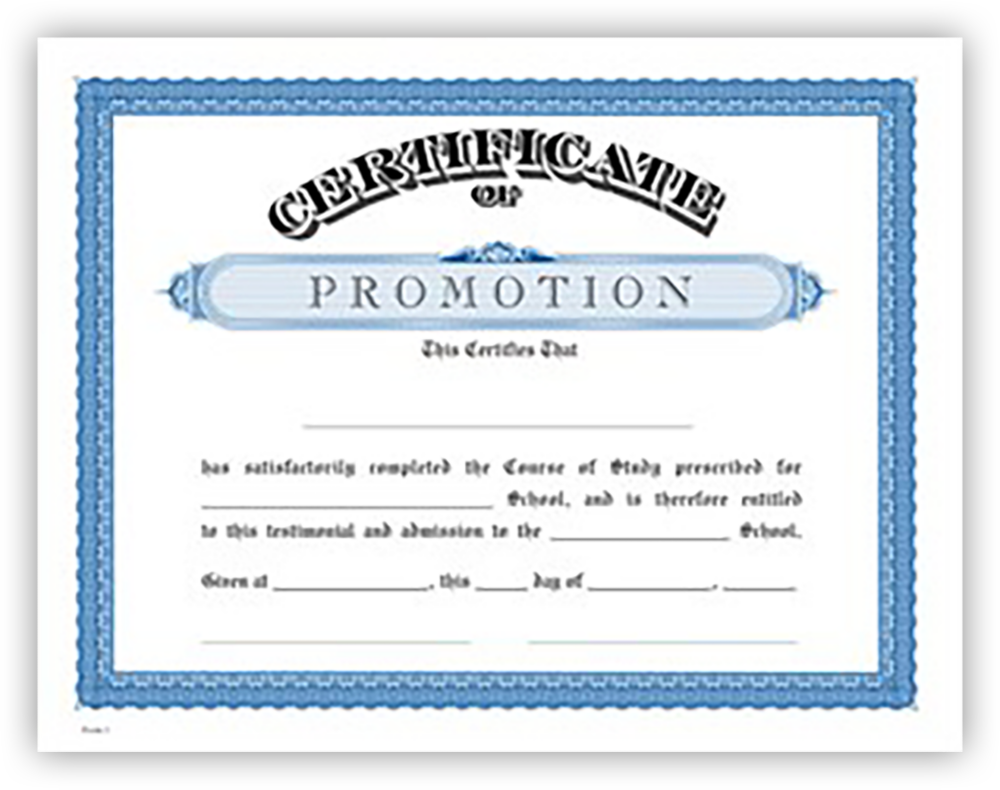 Blue 100lb Promotion 8 1/2 x 11 Certificates