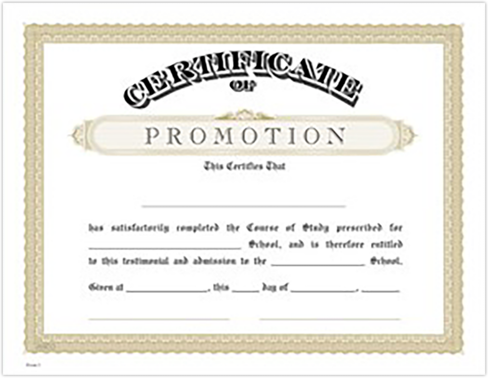 Gold 100lb Promotion 8 1/2 x 11 Certificates