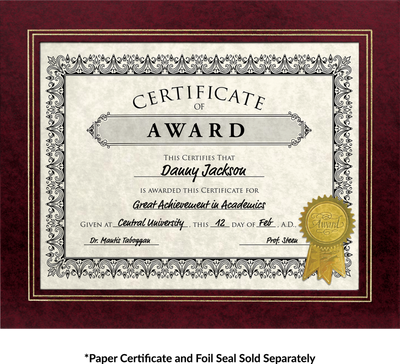 Maroon 10 3/4 x 13 Certificate Document Frame with Easel