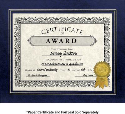 Navy Blue 10 3/4 x 13 Certificate Document Frame with Easel
