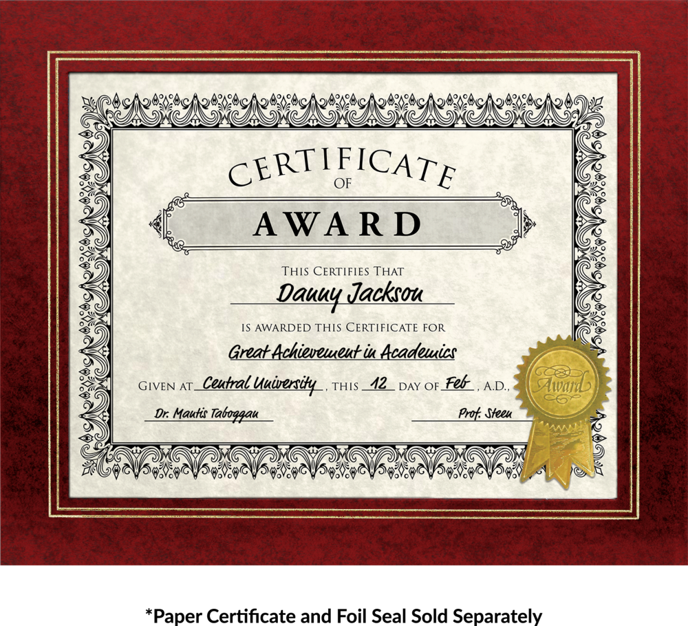 Red 10 3/4 x 13 Certificate Document Frame with Easel