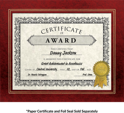 Red 10 3/4 x 13 Certificate Document Frame with Easel